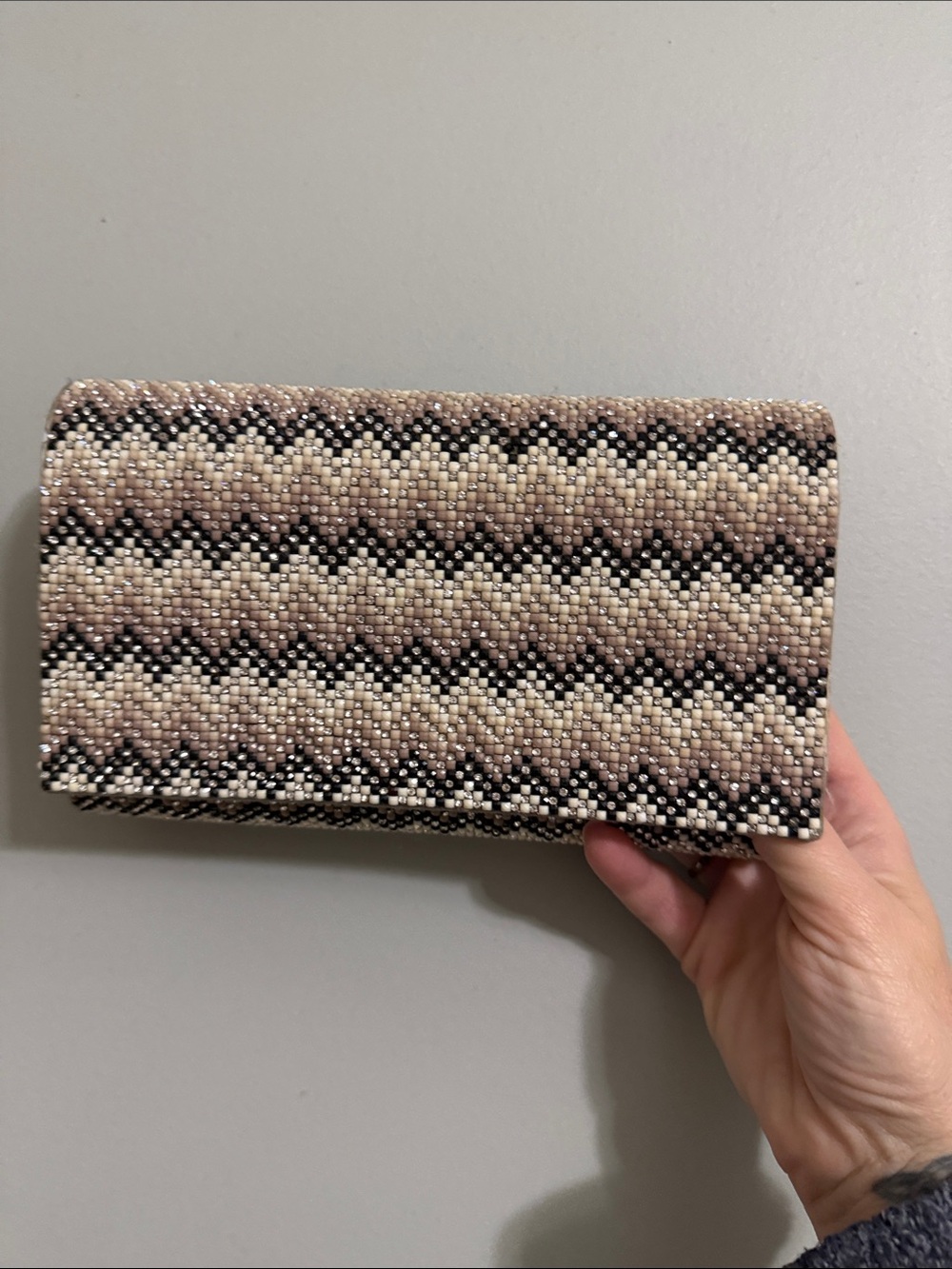Nina Silver Satin Evening Clutch